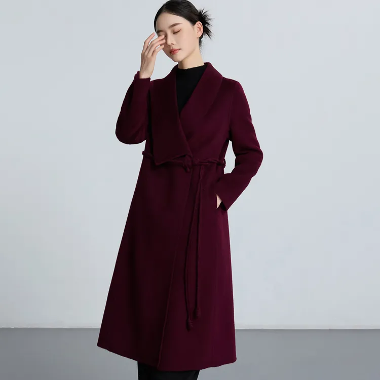 高贵气质双面羊毛大衣女秋冬长款高端阔太太时髦女装新款毛呢外套