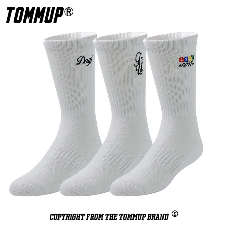 3双装袜子男女纯棉毛巾底加厚保暖防臭中筒刺绣运动长袜潮篮球袜