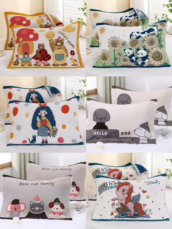 【厂家清仓，一对装】2025年新款多层枕头巾纱布枕巾，四季款，52*78