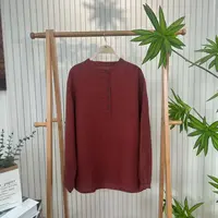 福禧·爱尼秋季新款时尚百搭半门襟贴袋长袖汉麻衬衫1142