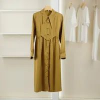 一路童行【诗M】3091853 简约翻领长袖连衣裙春秋女装品牌折扣