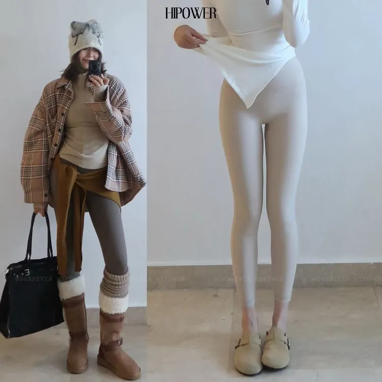 加绒健身裤可单穿裸感瑜伽口袋高腰提臀健身裤外穿跑步运动长裤女