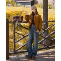 【多汁阳光】欧货复古休闲风显瘦圆领羽绒服（围巾另购）YR1191