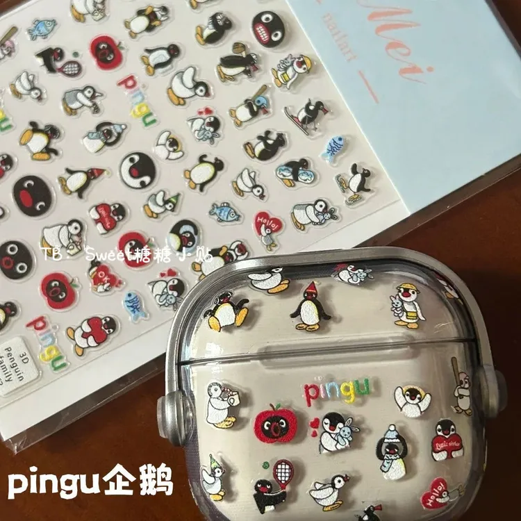 ins风pingU企鹅美甲贴纸定制浮雕立体水杯iphone17probape贴纸