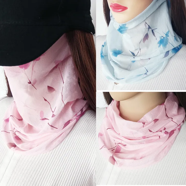 新品春夏脖套冰丝遮脸围脖护颈脖套挂耳套头百搭透气防晒面纱女