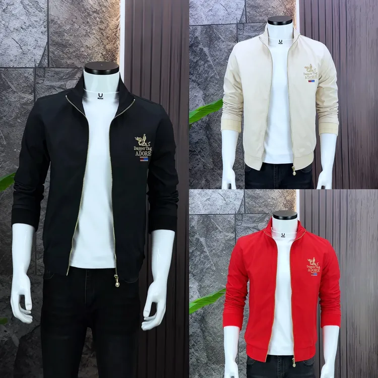 欧洲站春秋冬男装潮流时尚重工刺绣男士夹克潮牌帅气修身立领外套