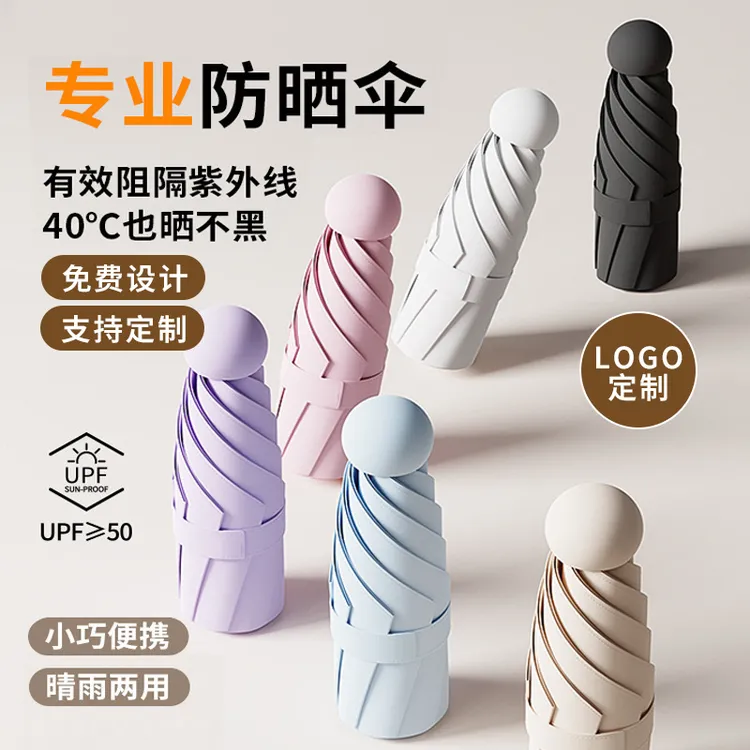 遮阳伞女士高级感太阳伞防晒迷你便携晴雨伞胶囊伞学生黑胶小巧