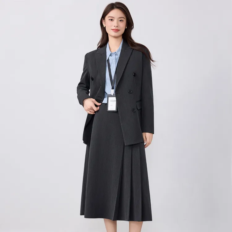 黑色西装套装女春秋新款大学生面试职业装工作服正装职场西服外套