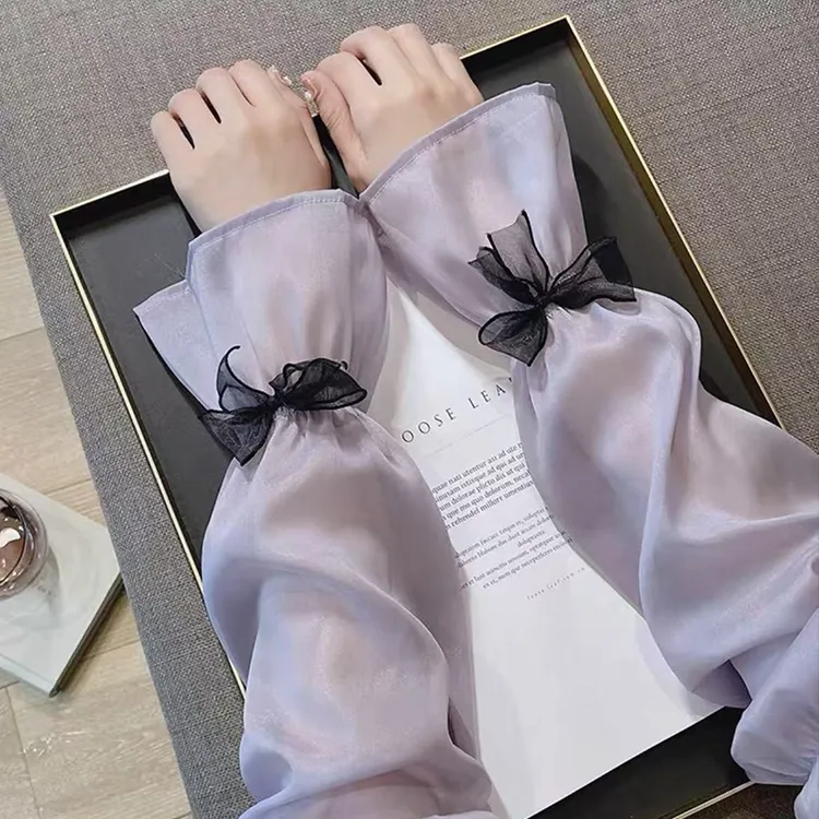 冰丝防晒袖套女2025新款蝴蝶结夏季手袖防紫外线手套宽仙女风冰袖