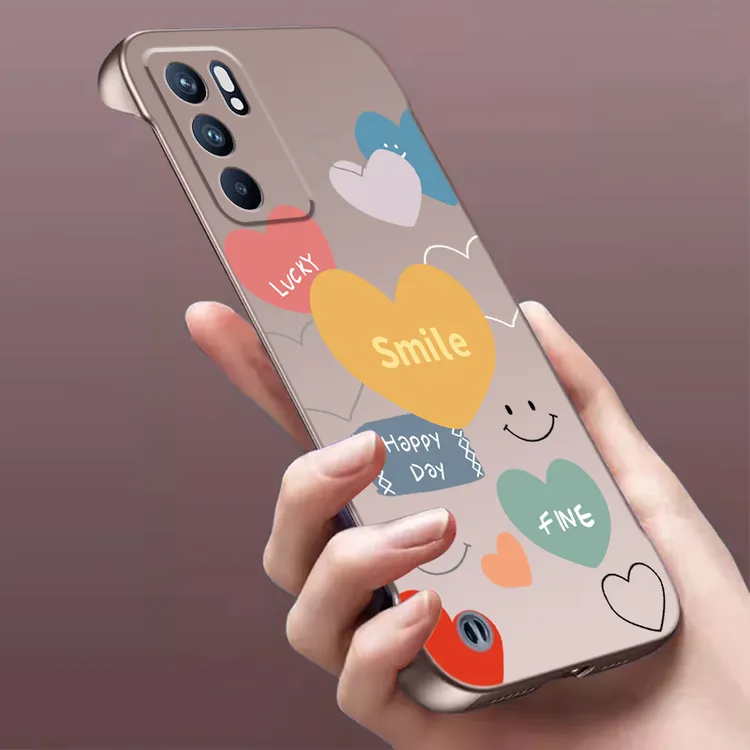 适用OPPOReno6无边框Reno6pro+手机壳防摔全包超薄可爱保护套散热