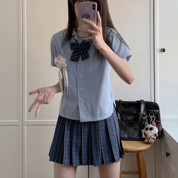 野原小黑jk《静中女子》校供原创正版日系学院短裙格裙校园百褶裙