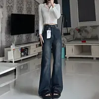 180高个子加长微喇牛仔裤女美式高腰显瘦宽松175超长不贴腿喇叭裤