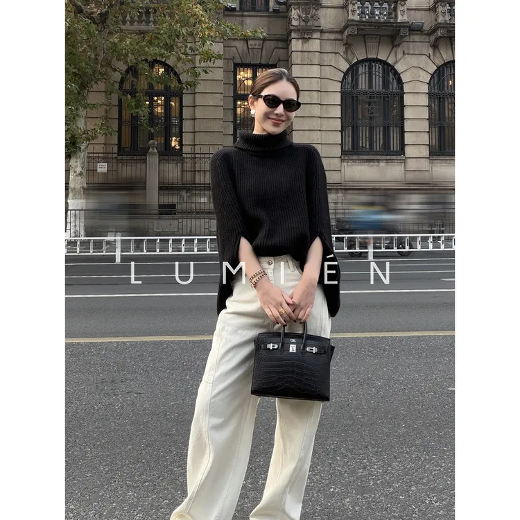 【LUMIEN 新品】慵懒风肌理感斗篷版型设计高领百搭毛衫LX5KSS322