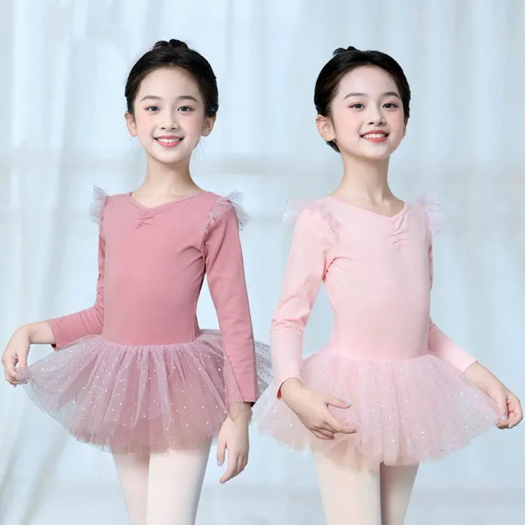 儿童舞蹈服秋季长袖练功服女童芭蕾舞裙幼儿体操服中国舞演出服