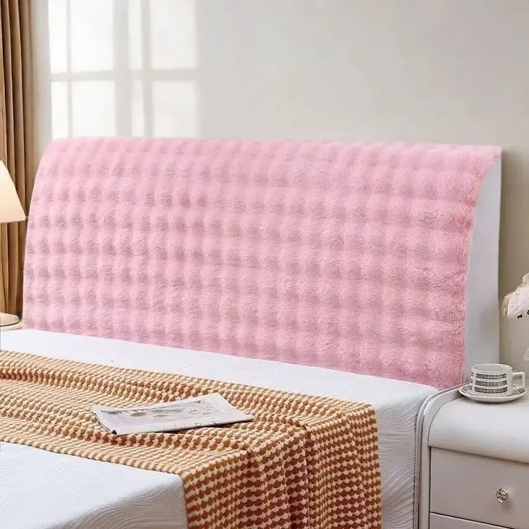 毛绒全包床头罩现代简约软包床头靠背套超柔软通用防尘保护罩布艺