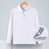 艾顿校服中小学生白色长袖polo衫男女童春秋打底吸汗透气运动服