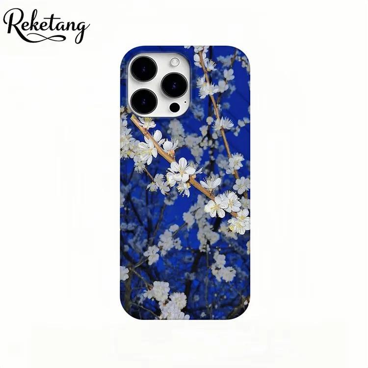 蓝色调樱花适用苹果16promax手机壳15/14菲林二合一苹果手机壳