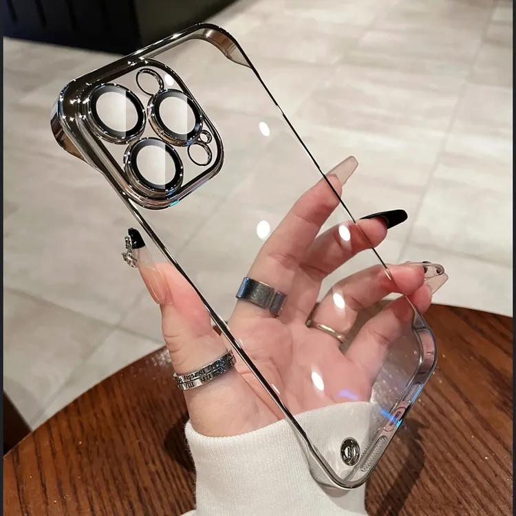 带镜头膜适用苹果16promax手机壳电镀无边框15pro简约透明14pro13