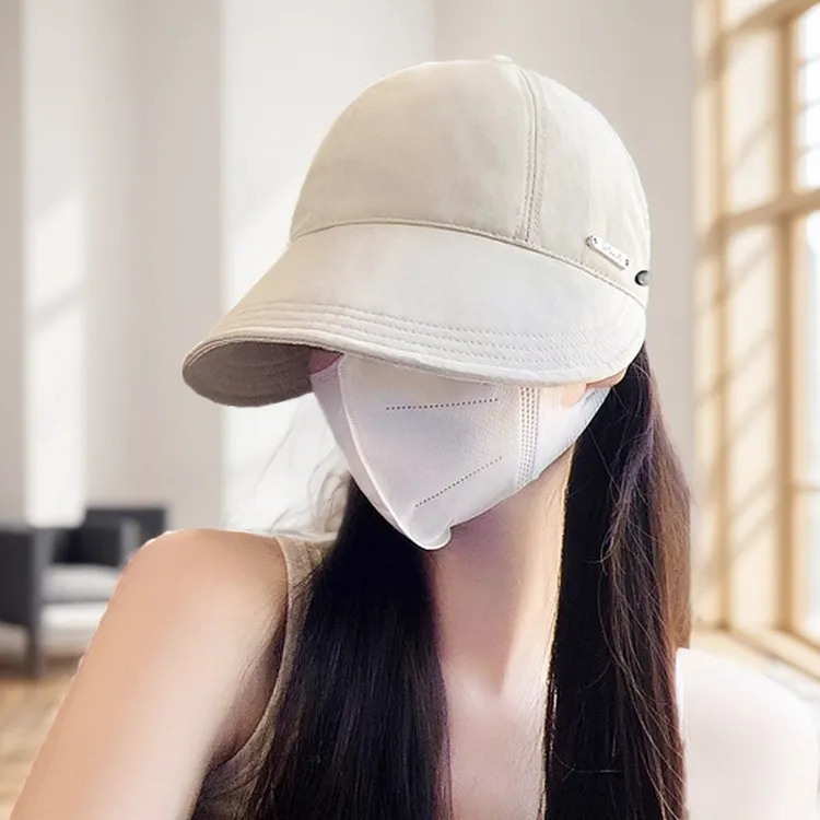 鸭舌渔夫帽可挂口罩女款春秋防晒防紫外线遮阳帽可折叠太阳帽子