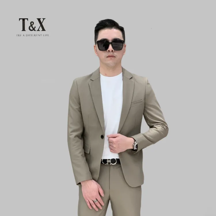 T&X/梯形2023秋季新款男士休闲修身商务气质西装百搭外套（0009）