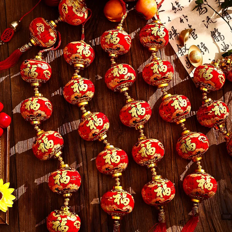 菲寻元旦氛围装饰2026马年红灯笼连串挂饰新年过年入户门客厅挂件