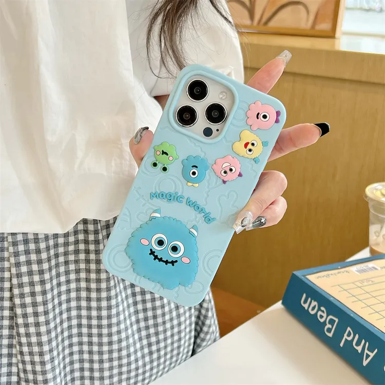 苹果｜毛怪一家可爱适用iPhone16卡通创意大眼仔防摔硅胶手机壳