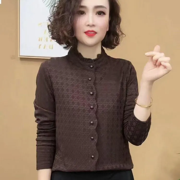 秋冬新款女高级感木耳边长袖打底衫女时尚气质百搭双面绒保暖上衣