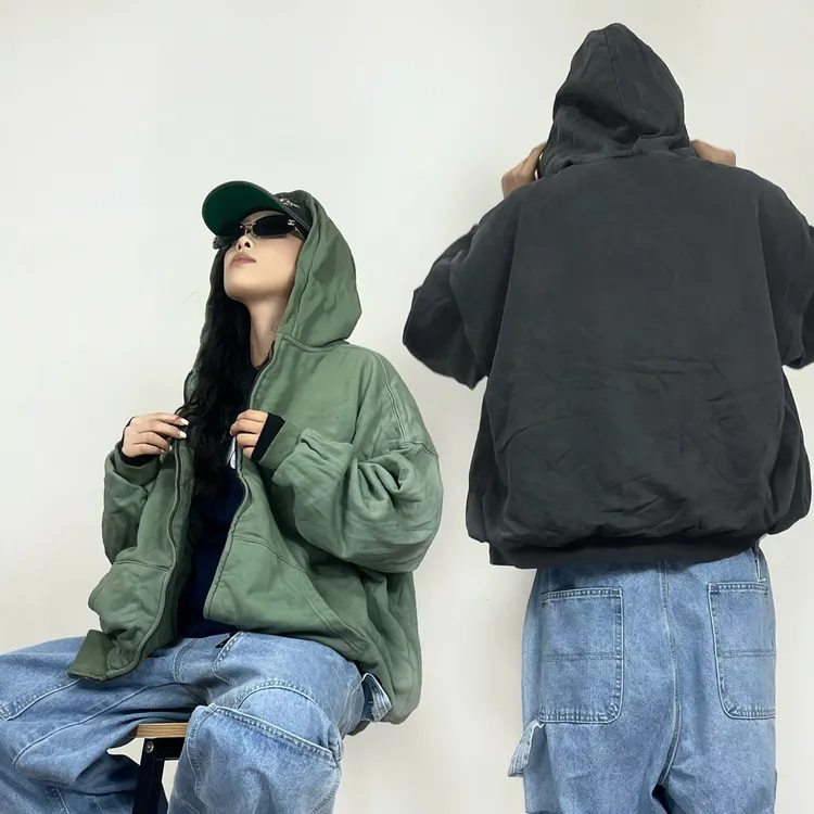 春秋冬卡哈哈WIP重磅宽松复古开衫卫衣 boxy短宽版型 clean fit