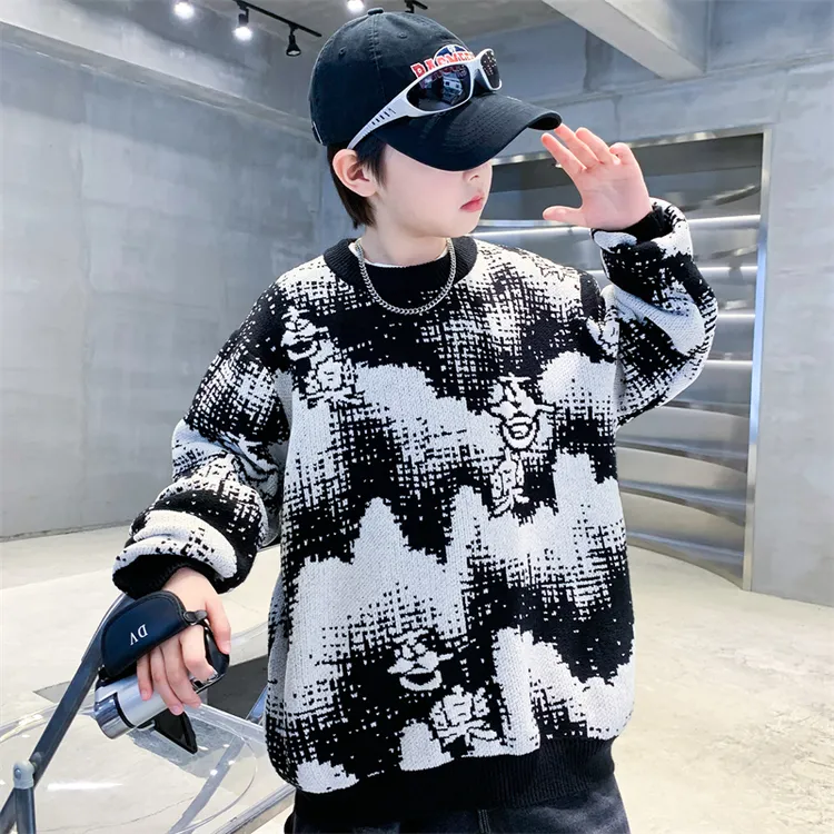 儿童装男童冬装加厚毛衣2025新款中大童秋冬款男孩冬季针织打底衫