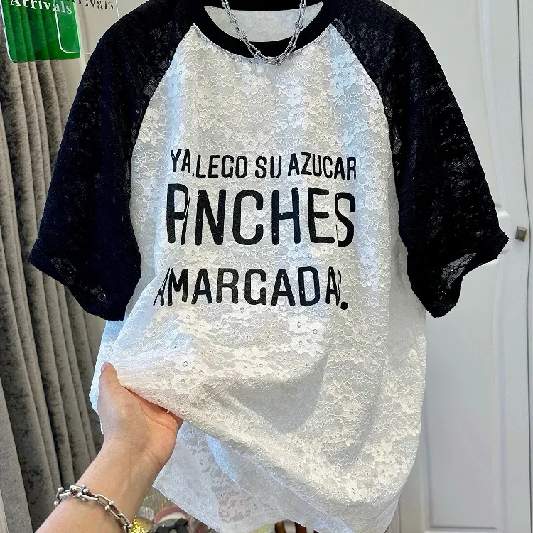 欧货蕾丝衫拼接打底T恤显瘦上衣女