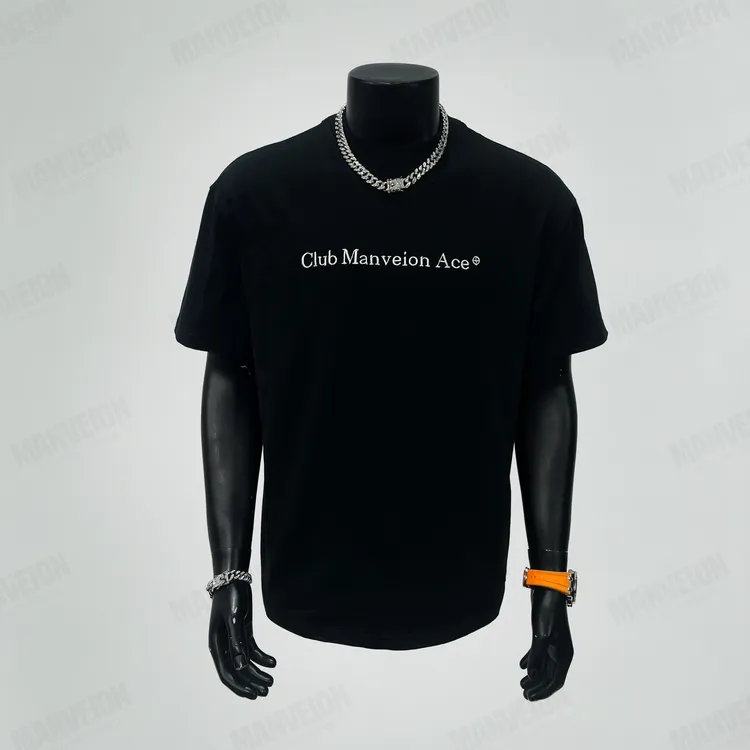 MANVEION重磅硬挺短袖t恤2025早春美式潮牌设计刺绣字母印花