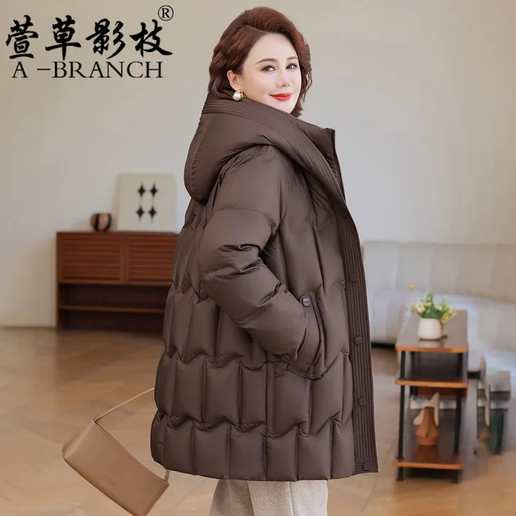 妈妈羽绒服中长款冬装2025新款时尚宽松奶奶中老年人女款加厚外套