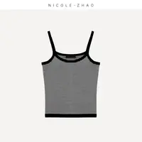 2E0378贵姐NICOLE【纯色修身条纹吊带背心】全棉夏季新版女