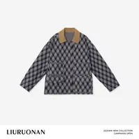LIURUONAN | 9.28四周年【吉姆雷特】菱格纹撞色复古翻领毛呢外套女