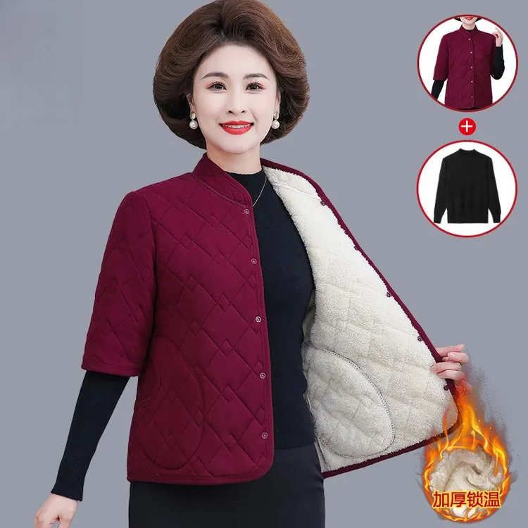 中老年背心女外穿秋冬新款短袖加厚半袖奶奶老人外套女马甲