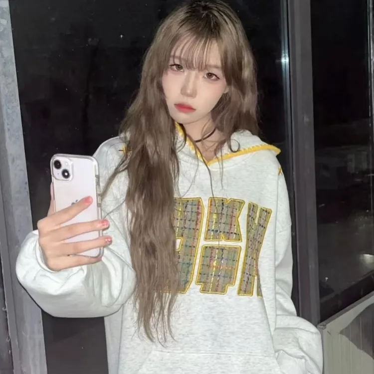 美式复古设计感贴布连帽刺绣卫衣2025春秋新款国潮宽松慵懒风外套