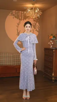 【潇潇专属】871欧美性感镂空低胸连衣裙收腰显瘦修身G059