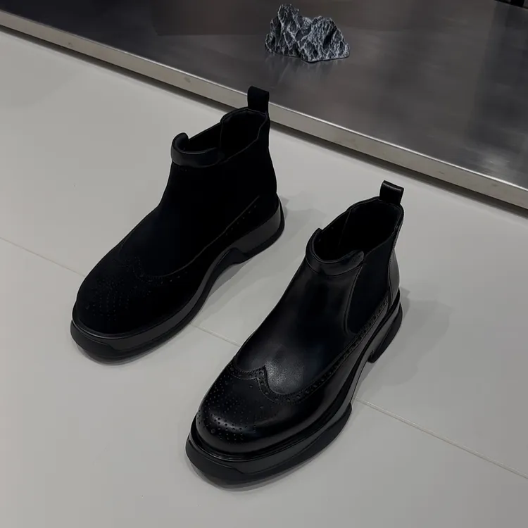 马丁靴冬季英伦风真皮男士短靴休闲风秋冬时尚厚底高帮百搭靴子