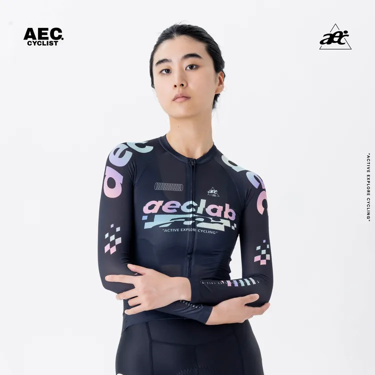 aec骑行服女款长袖赛博炫彩系列 25款轻薄透气速干公路车骑行上衣