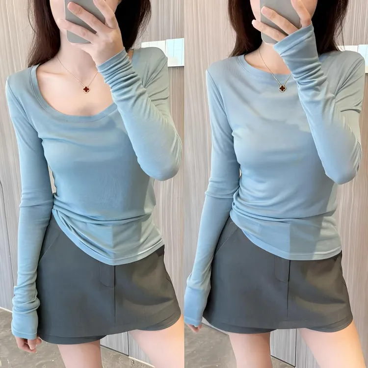 蓝色冰丝面膜防晒罩衫女装2025新款显瘦微透T恤夏季长袖薄款上衣