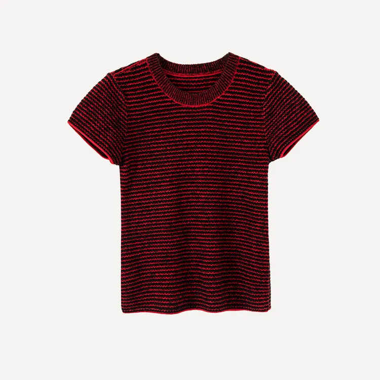 【贵姐NICOL】进口纱线设计师高端定制圆领短袖针织衫5NDT030