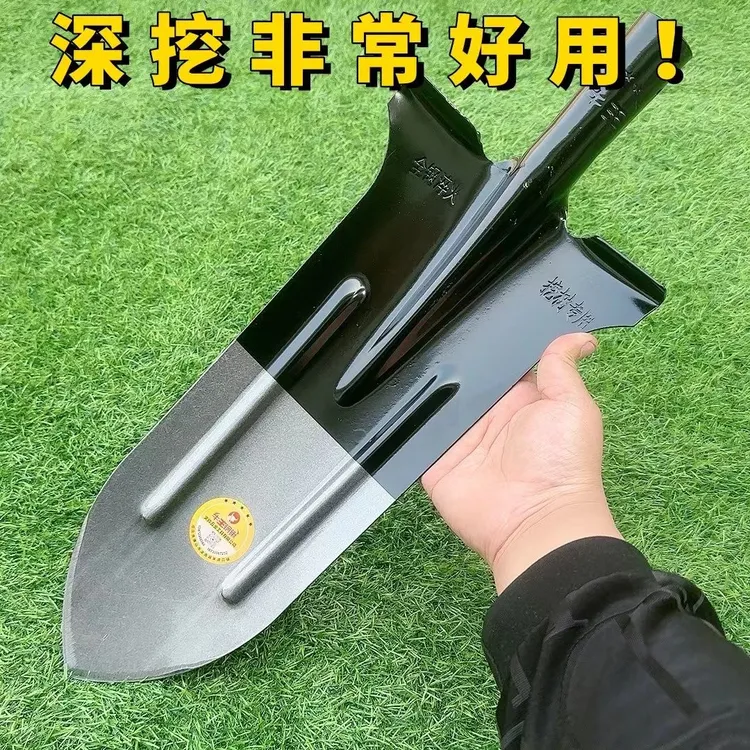 全钢长款尖锹深挖锹挖山药挖沟挖树锹加长园艺农用锹挖沟工具包邮