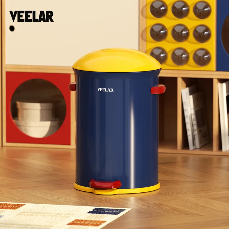 VEELAR客厅垃圾桶家用多巴胺风高颜值2025新款脚踏带盖
