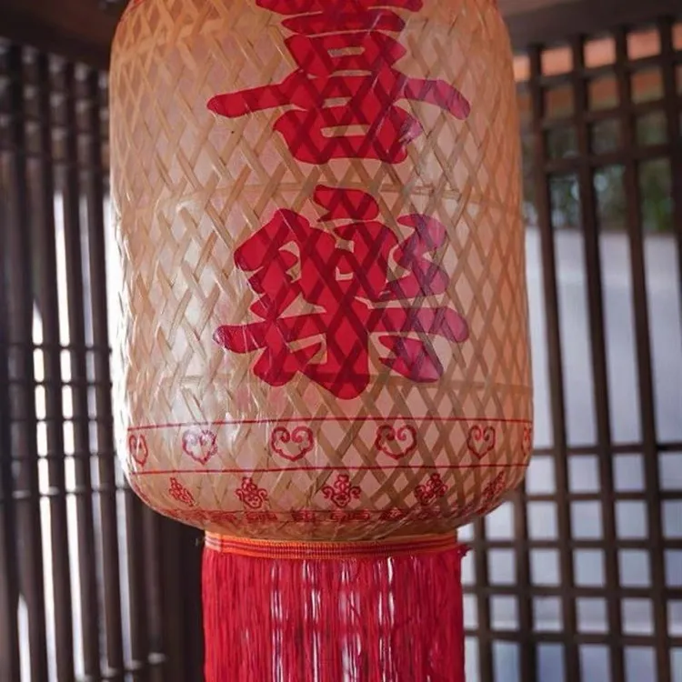 古手工竹编油纸灯笼适用于中餐饮厅火锅店