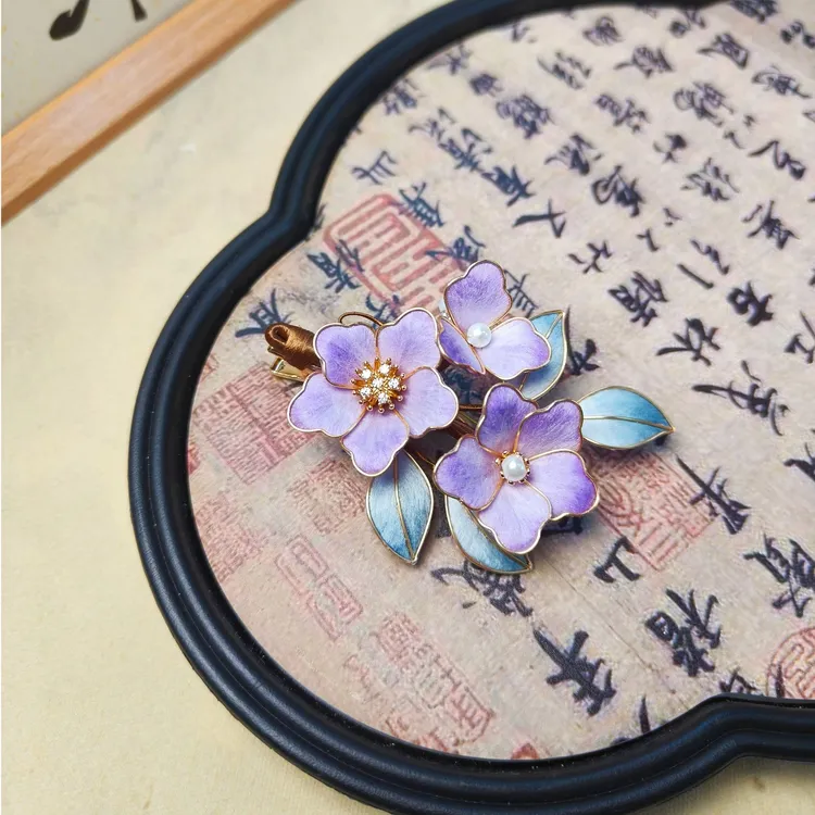 [静姝]掐丝绒花发夹非遗传承蚕丝材质婚礼旗袍古风写真氛围感头饰