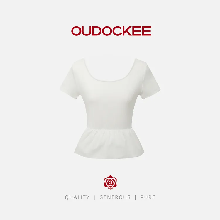 OUDOCKEE 鸥鸥【100棉】白天鹅 白色短袖上衣设计款 S2502X389T
