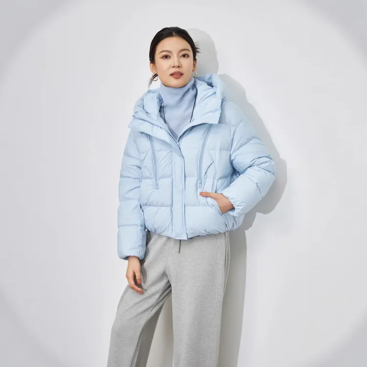 90白鸭绒短款羽绒服外套防风保暖连帽泡芙加厚秋冬新款女时尚