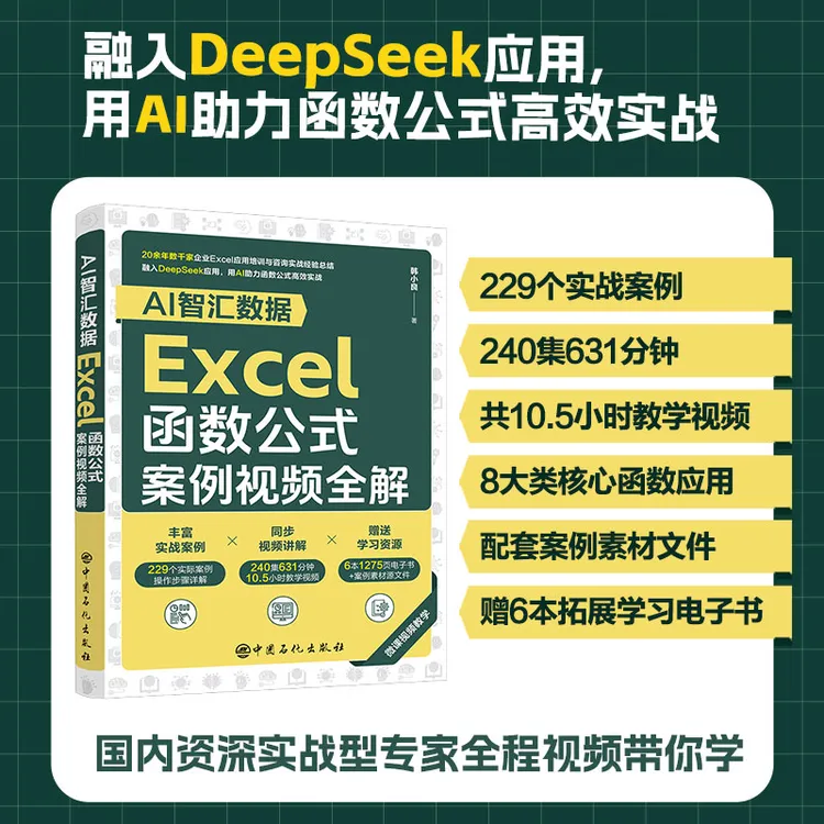 Excel函数公式案例视频全解书籍 全程视频教学AI助力函数高效应用
