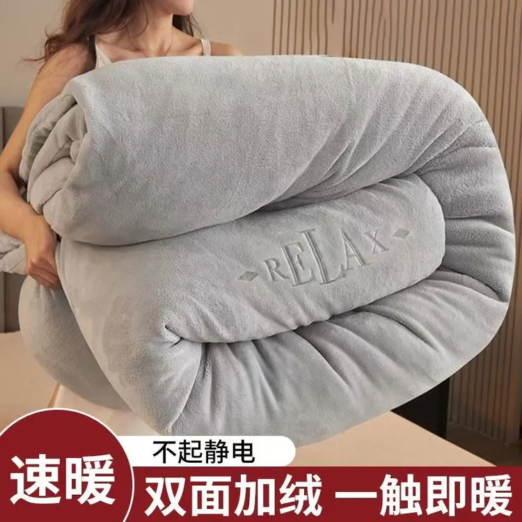 羊羔绒冬被子被芯冬季加厚保暖双人太空被学生宿舍新款刺绣牛奶绒