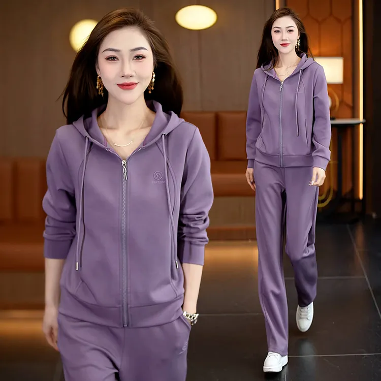 休闲运动套装女春秋季2025新款洋气韩版连帽开衫卫衣春装两件套